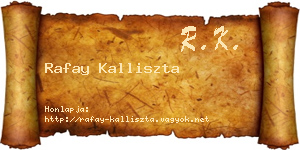 Rafay Kalliszta névjegykártya